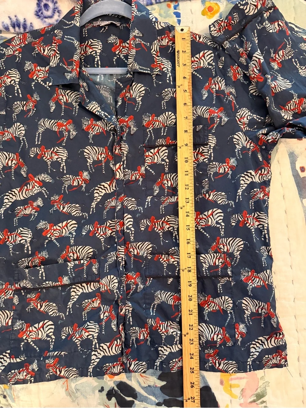 J. CREW M Cotton Poplin Pajama Top Zebra Holiday Party Animal
